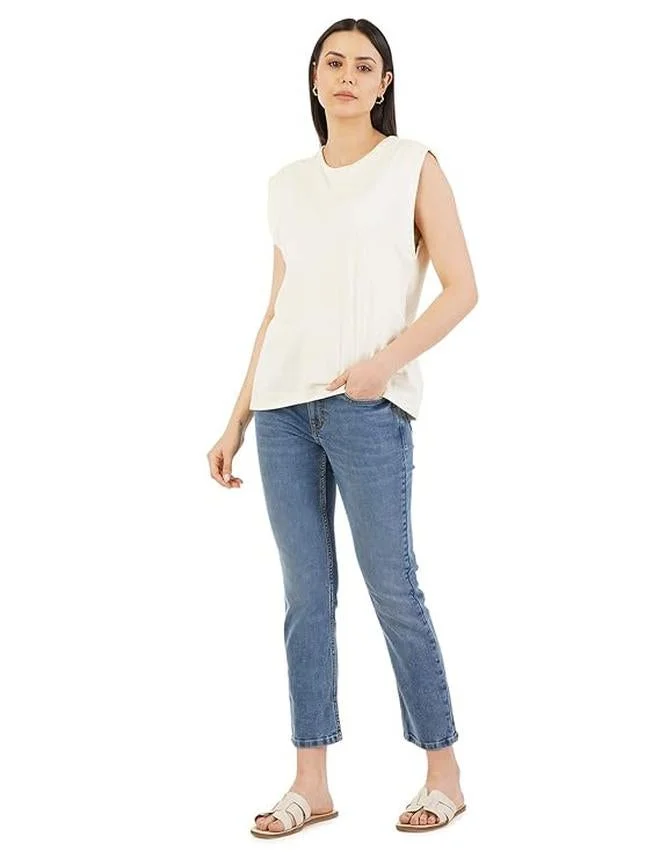 inkd جينز نسائي ضيق - متوسط الارتفاع | مزيج القطن | قابل للتمدد | تصميم كلاسيك 5 بوكيتيب | جينز للنساء